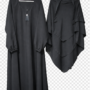 Abaya with 3 layer khimar set black