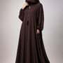 V-neck abaya with a stole and pockets